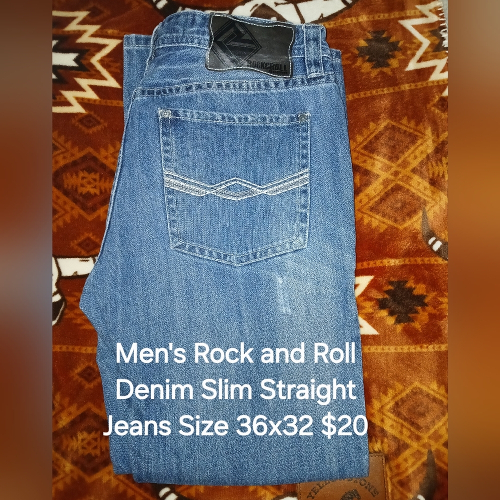 Rock & Roll Men's Blue Denim Slim Straight Jeans